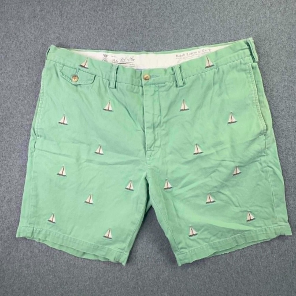 Polo Ralph‎ Lauren Chino Slim Fit Shorts Mens 38 Sailboat Embroidery Golf Preppy